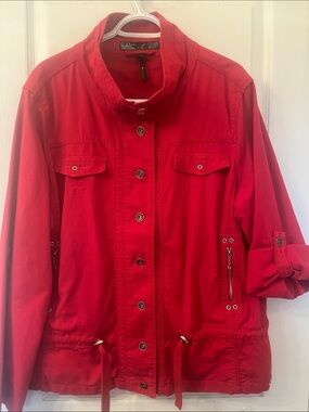 French Dressing Jeans Red Cotton Twill Women's Utility Jacket